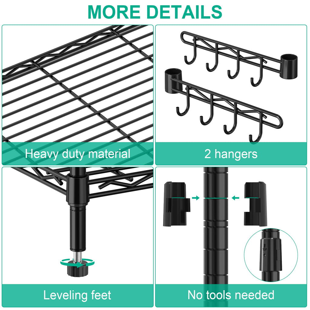 5-Tier Rolling Metal Wire Shelving Unit L432