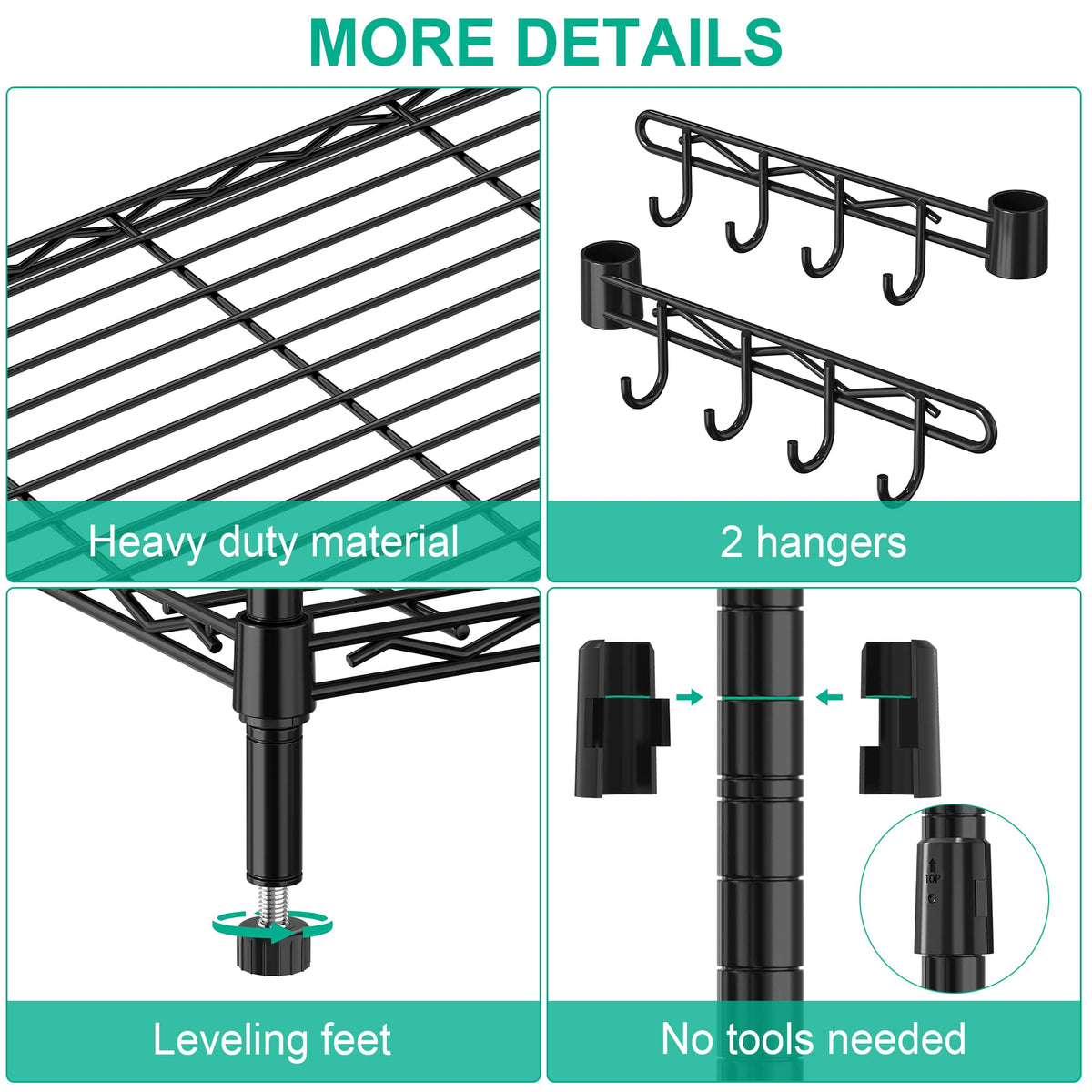 5-Tier Rolling Metal Wire Shelving Unit L432