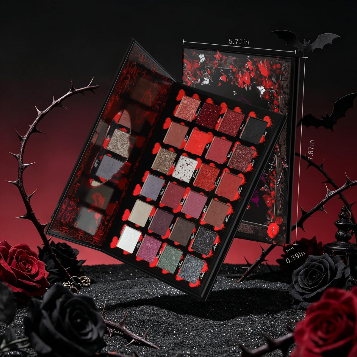 Dark Red Black Burgundy Gray Eyeshadow Palette T5551