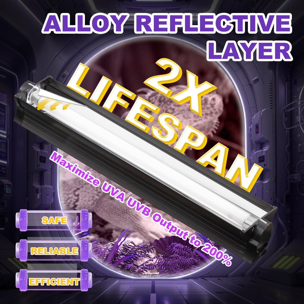 24W T5 HO UVB Reptile Light Fixture with Fluorescent Bulbs B4016