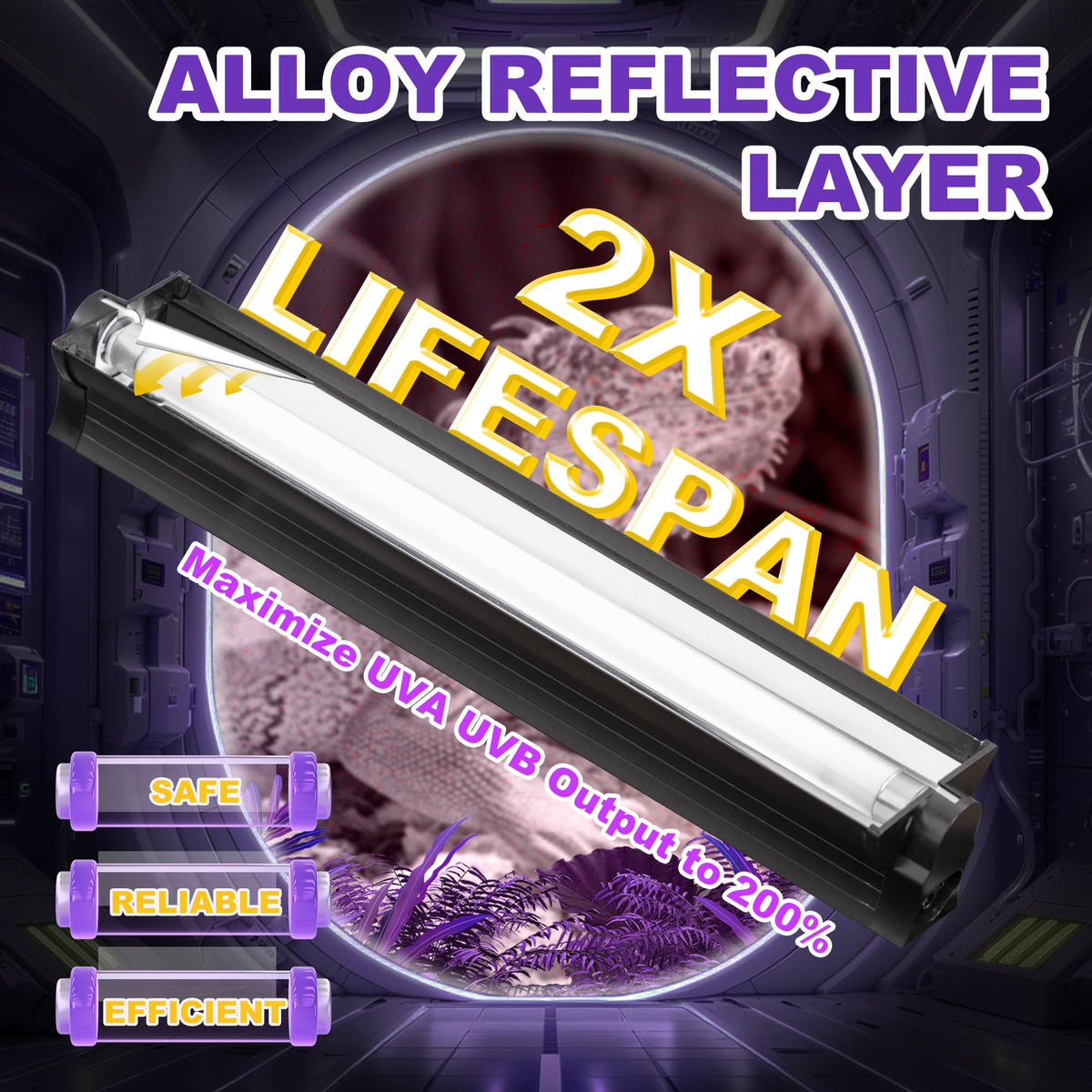 24W T5 HO UVB Reptile Light Fixture with Fluorescent Bulbs B4016