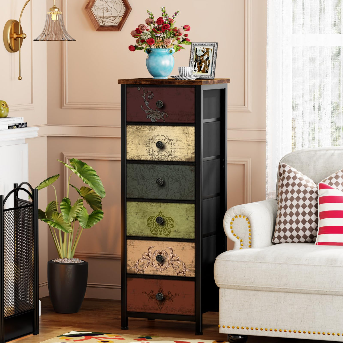 Tall 6 Drawer Fabric Dresser E94177