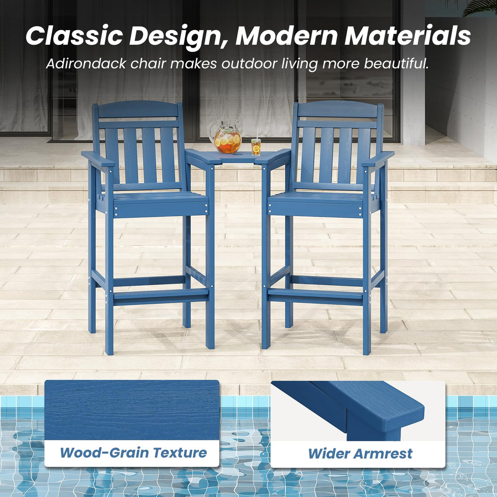 HDPE Adirondack Bar Stools Set of 2 with Connecting Tray L84049