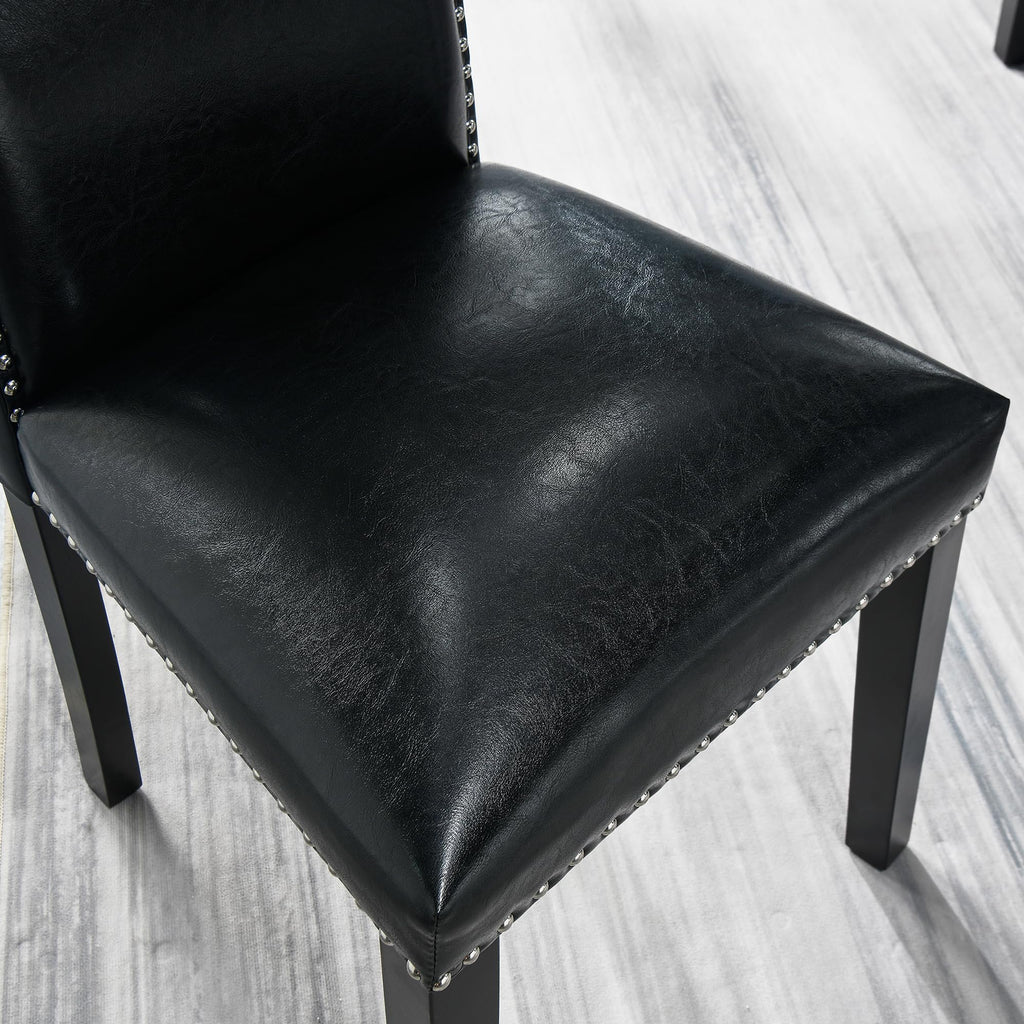 Black PU Dining Chairs Set of 2 D108