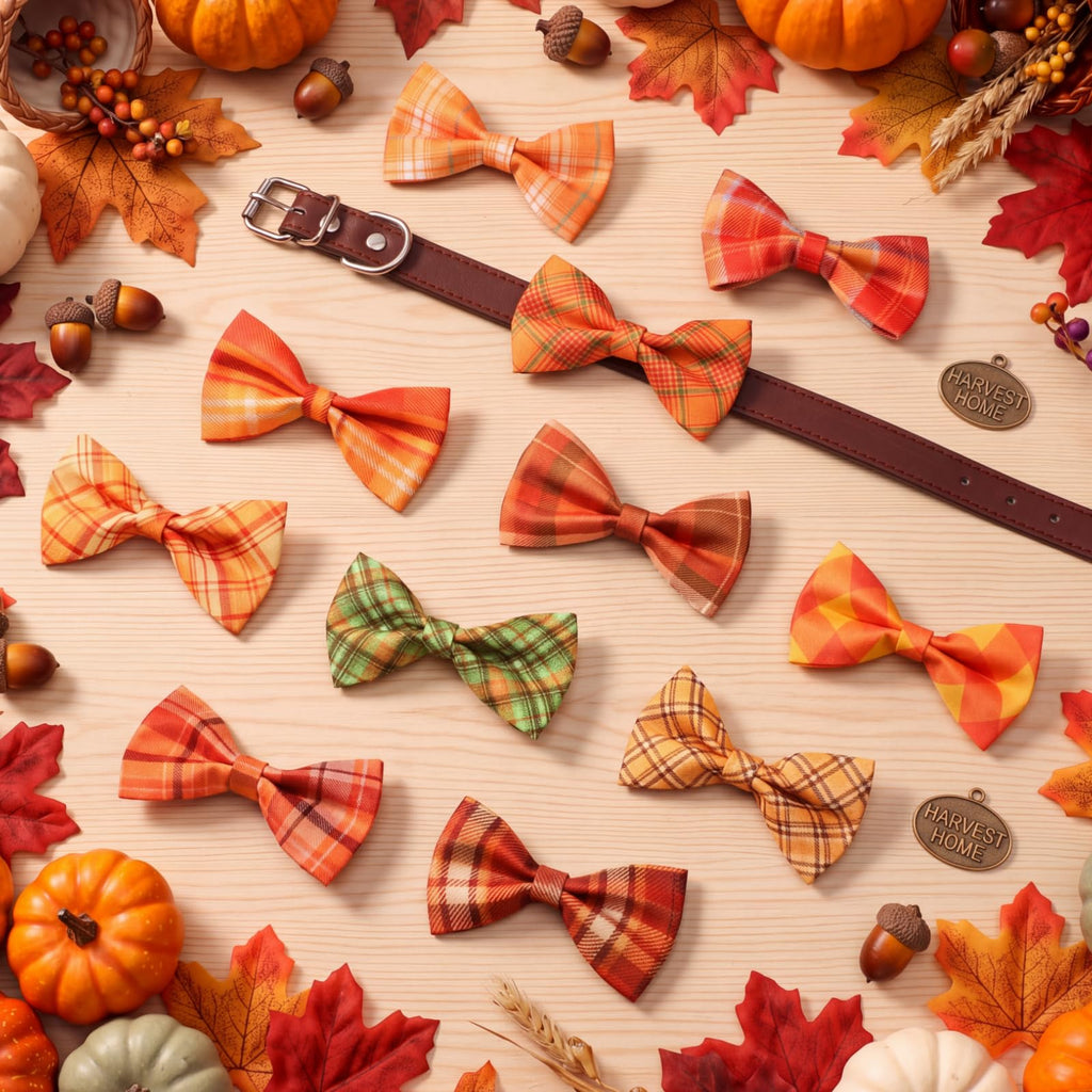 60 Pcs Plaid Dog Collar Bow Ties E387