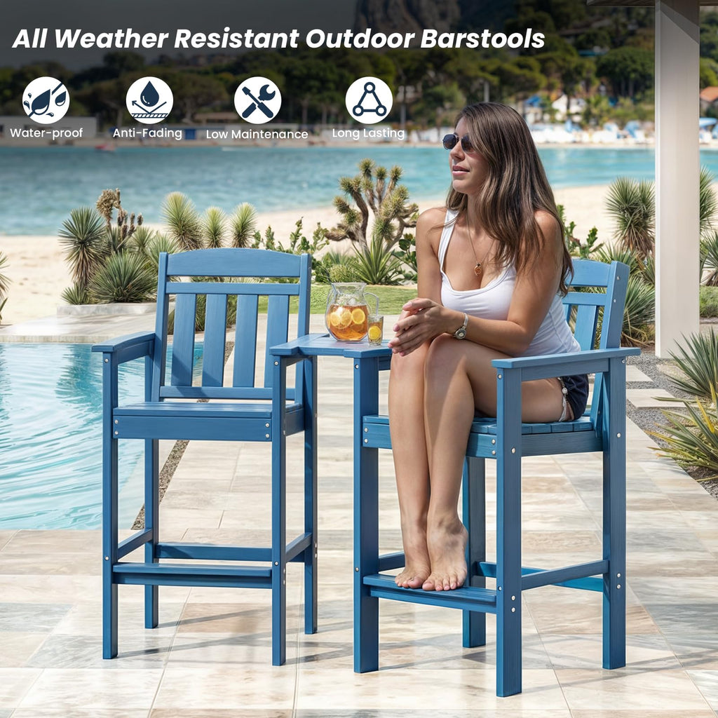 HDPE Adirondack Bar Stools Set of 2 with Connecting Tray L84049