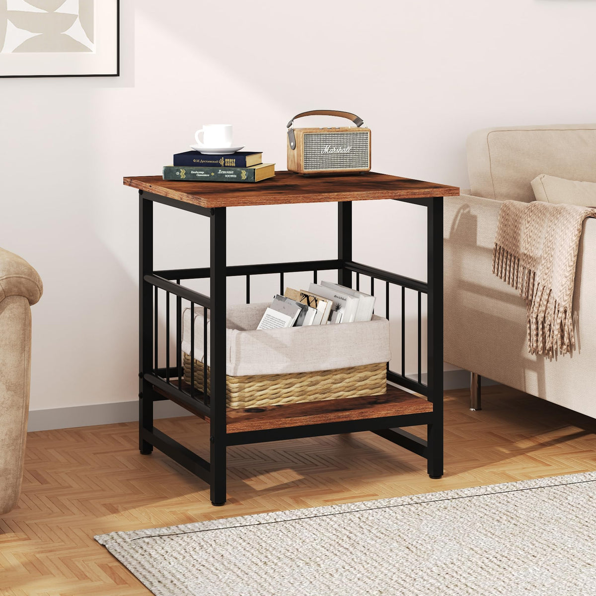 18” Square Side Table with Open Storage Shelf M92096