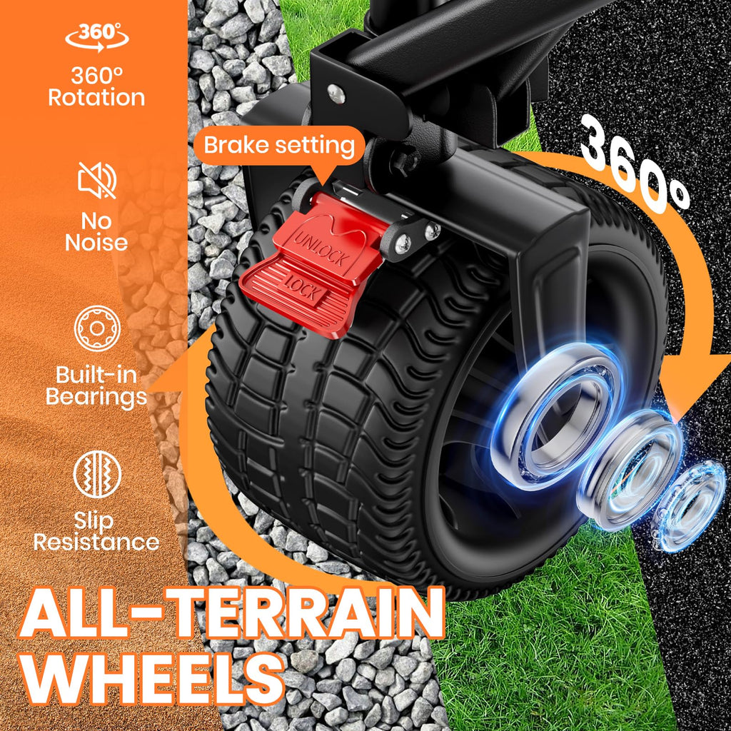 Foldable Collapsible Wagon with All-Terrain Wheels and Cup Holders, Black O161