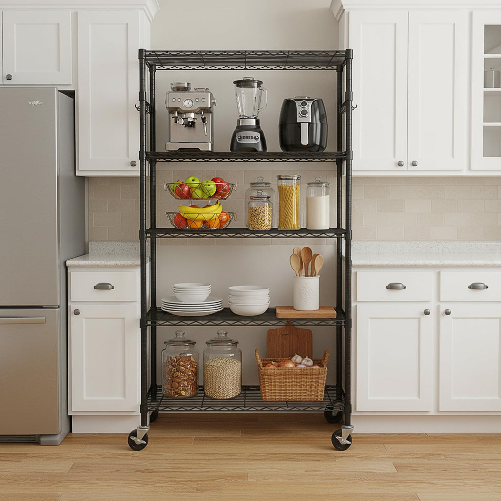 5-Tier Rolling Metal Wire Shelving Unit L432