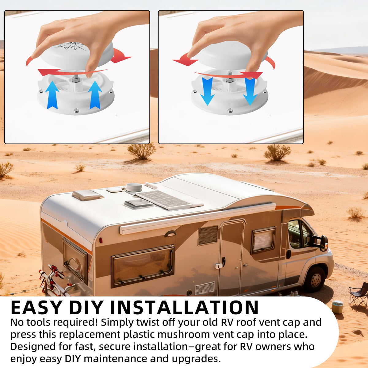 Mushroom Style RV Plumbing Vent Cap E853344