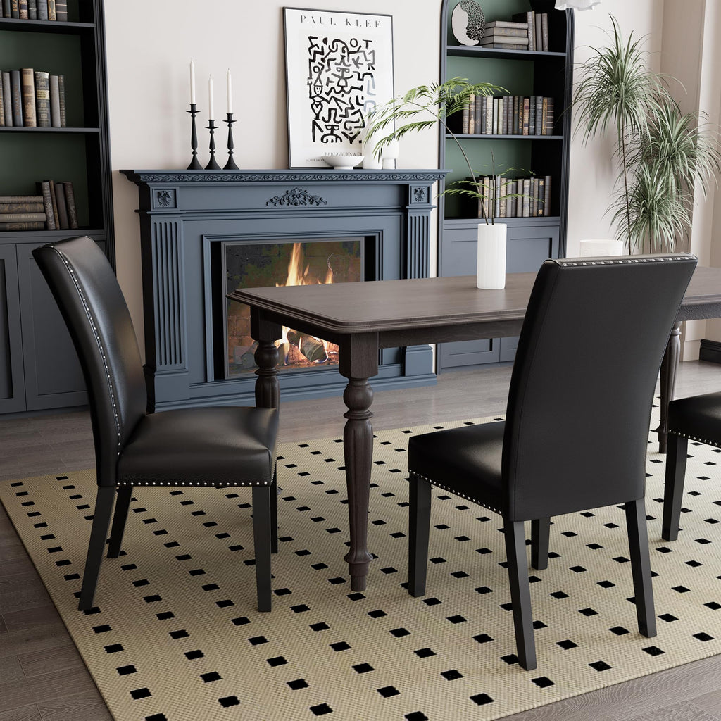 Black PU Dining Chairs Set of 2 D108