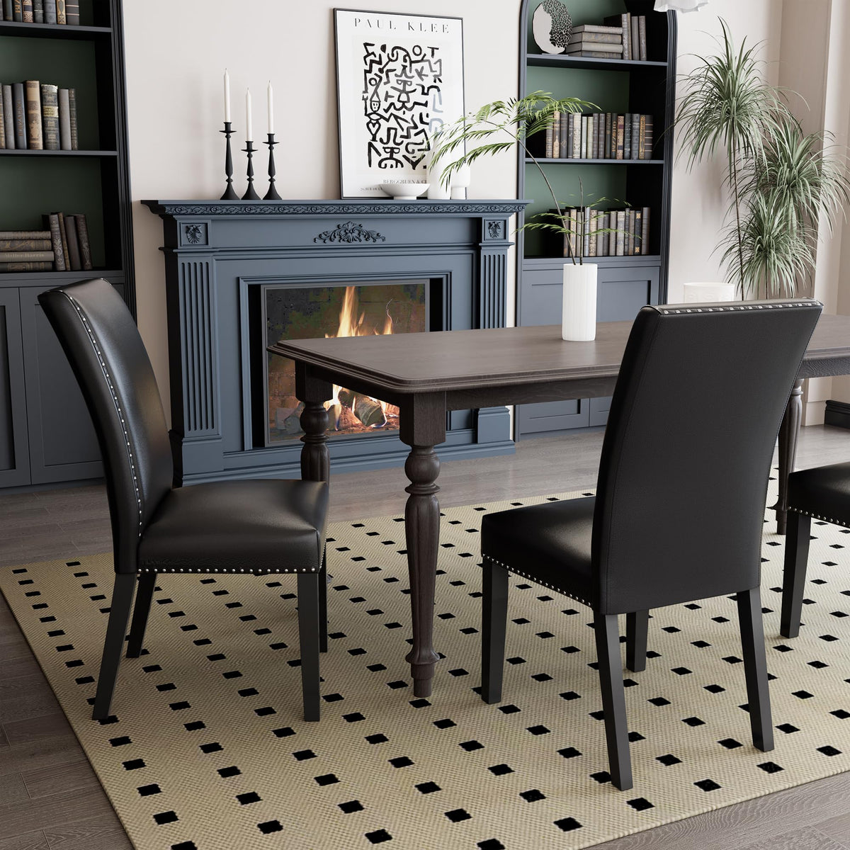Black PU Dining Chairs Set of 2 D108