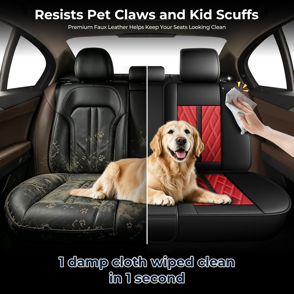 Leather Full Set 5 Seats Seat Covers J2697