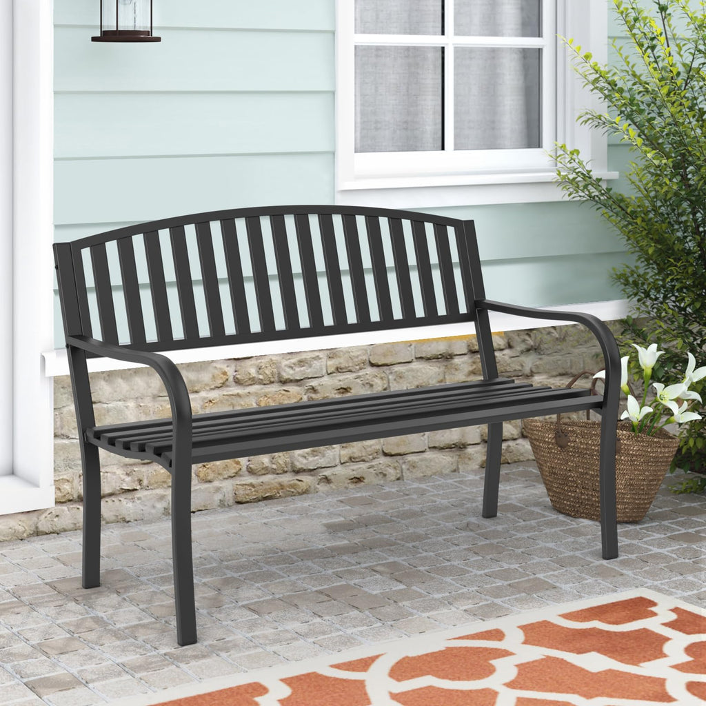 Weatherproof Heavy-Duty Wrought Iron Outdoor Bench F853