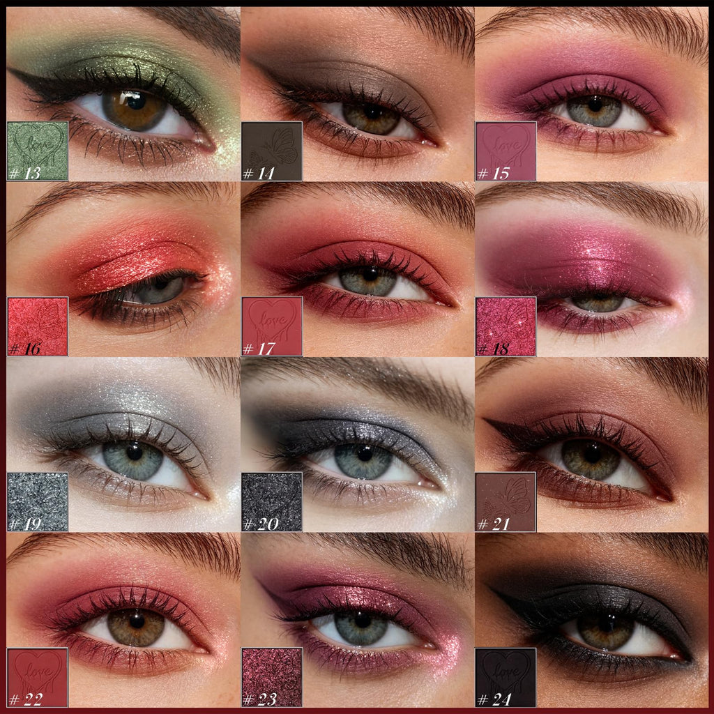 Dark Red Black Burgundy Gray Eyeshadow Palette T5551