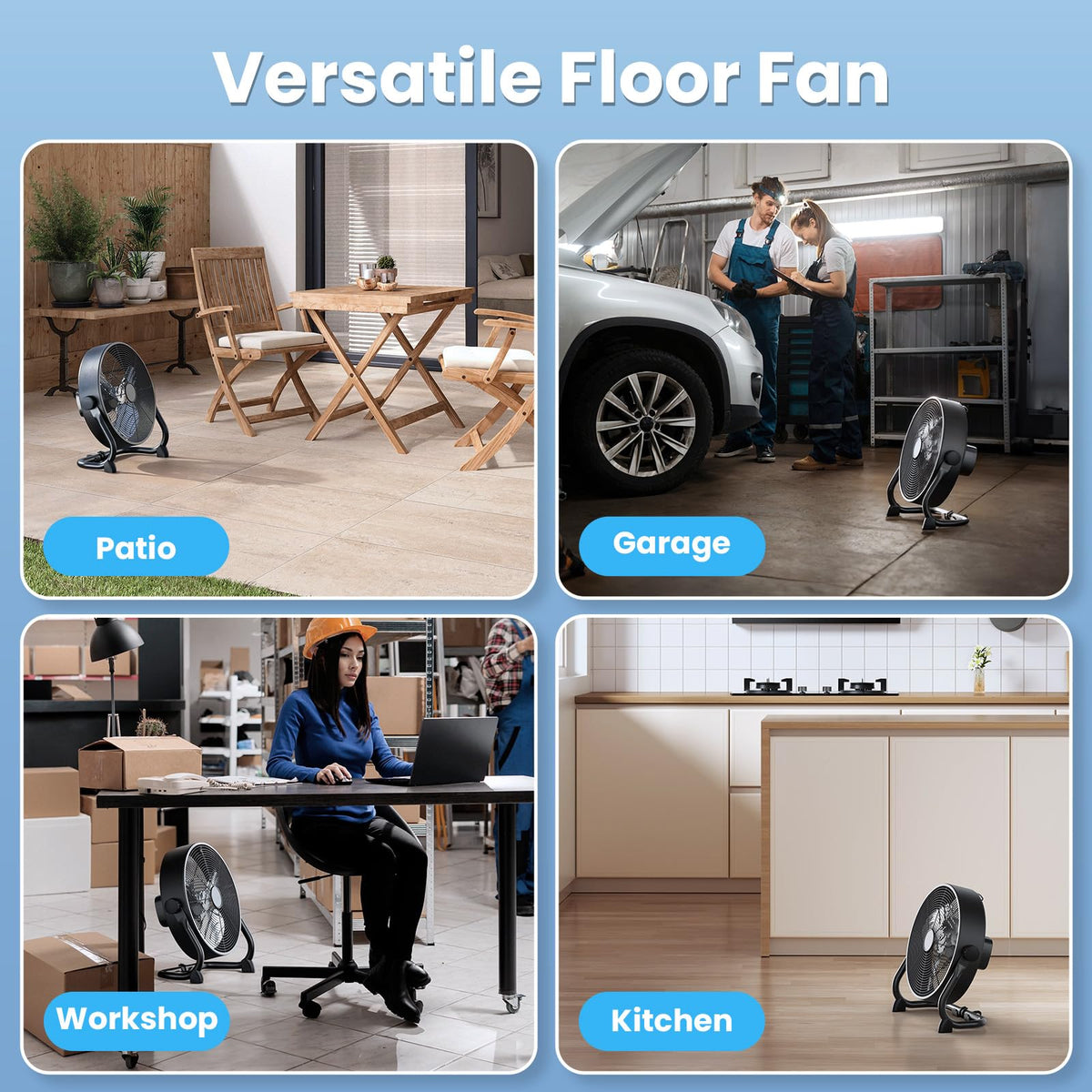12" Rechargeable Battery Powered Portable Outdoor Fan J371
