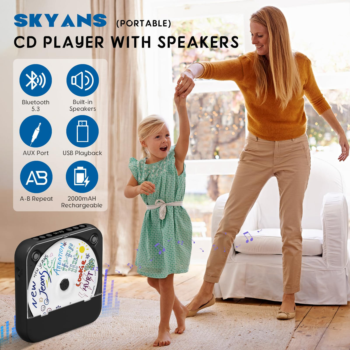 Black Portable Bluetooth CD Player G80244
