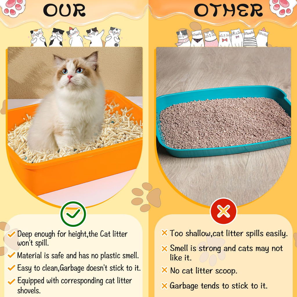 6 Pcs Plastic Kitten Litter Box Set with Scooper P589