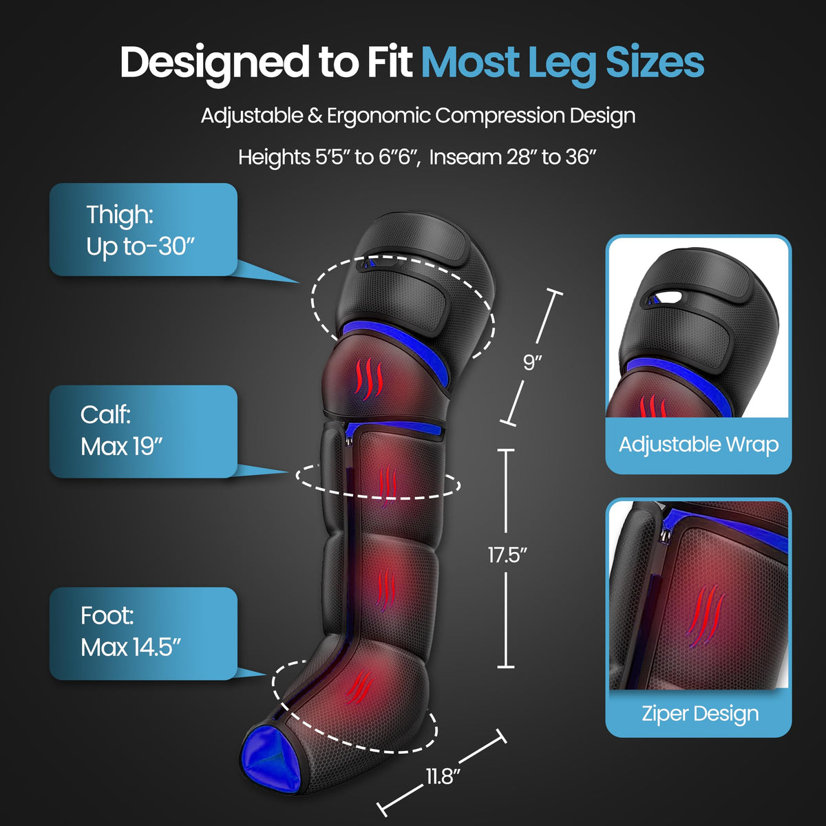 Air Compression Leg Massager with Heat E169