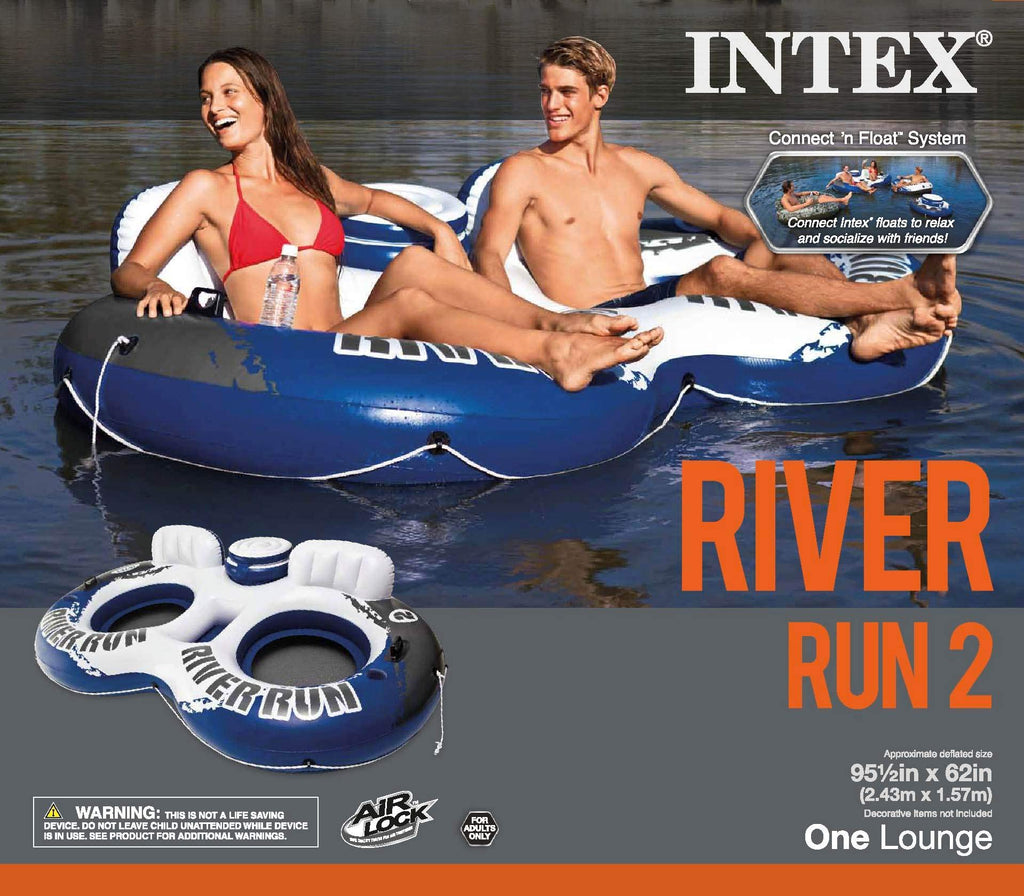 Inflatable 2-Person Floating Lake Lounge, 2-Pack Y39186