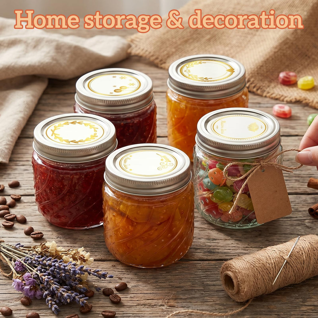 16oz Wide Mouth Mason Jars with Lids and Bands, 8 Pack K38775