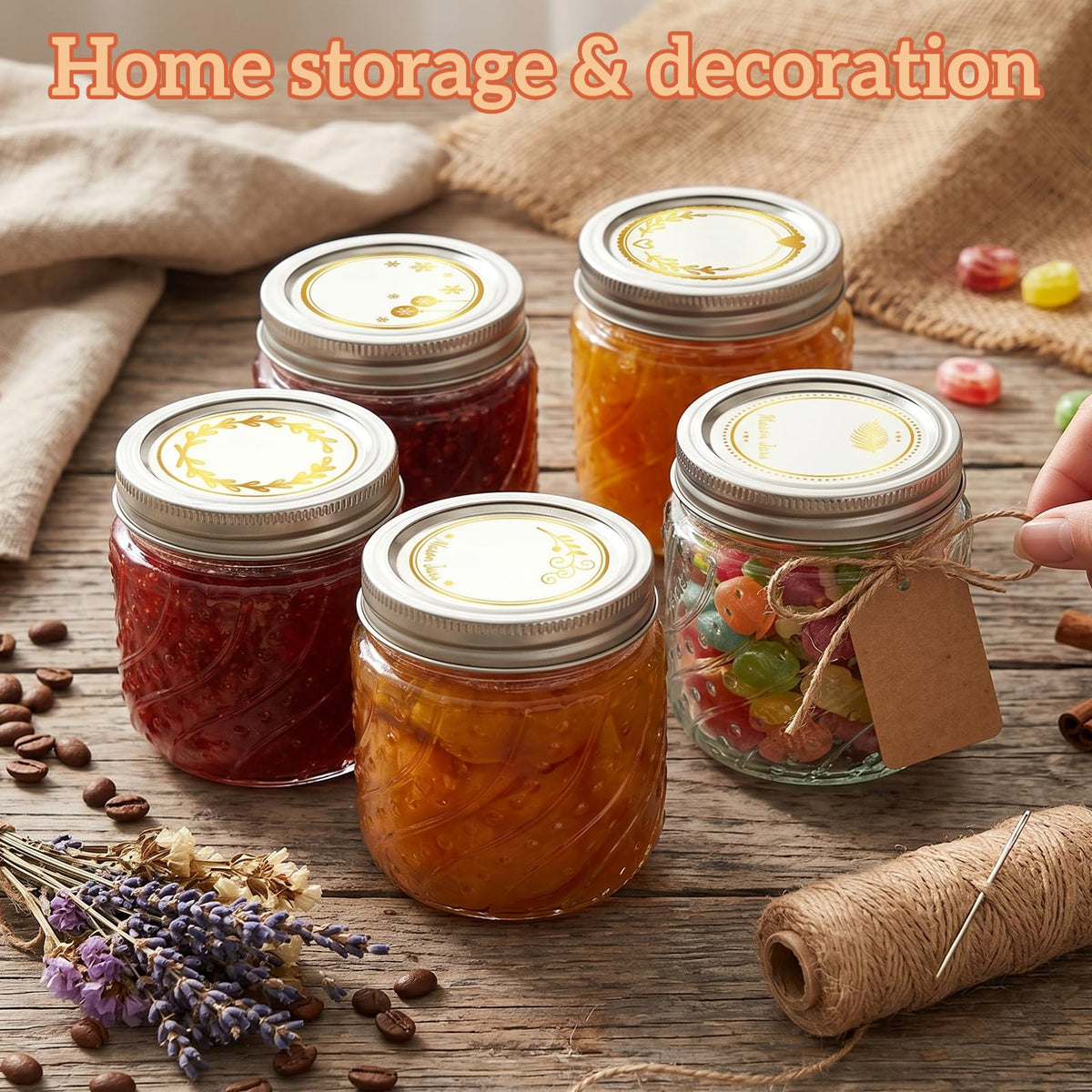 16oz Wide Mouth Mason Jars with Lids and Bands, 8 Pack K38775