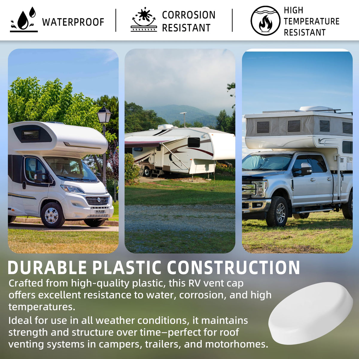 Mushroom Style RV Plumbing Vent Cap E853344