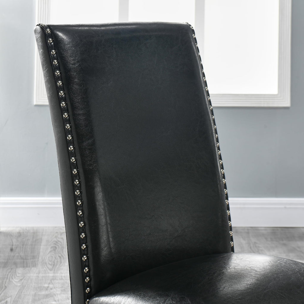 Black PU Dining Chairs Set of 2 D108