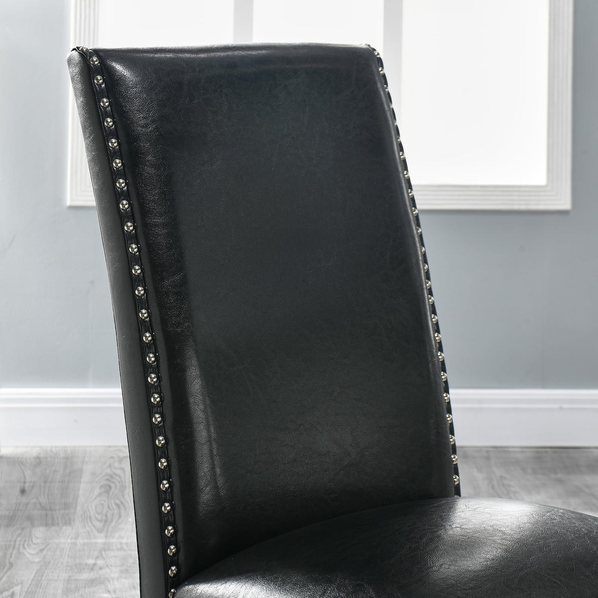 Black PU Dining Chairs Set of 2 D108