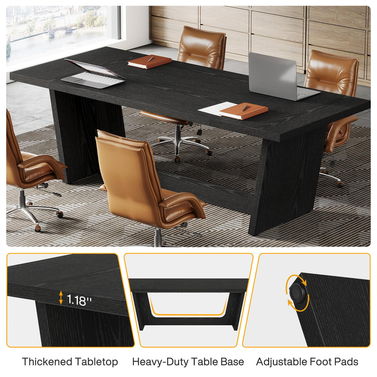 6 FT Rectangular Conference Table with Pedestal Base A337905