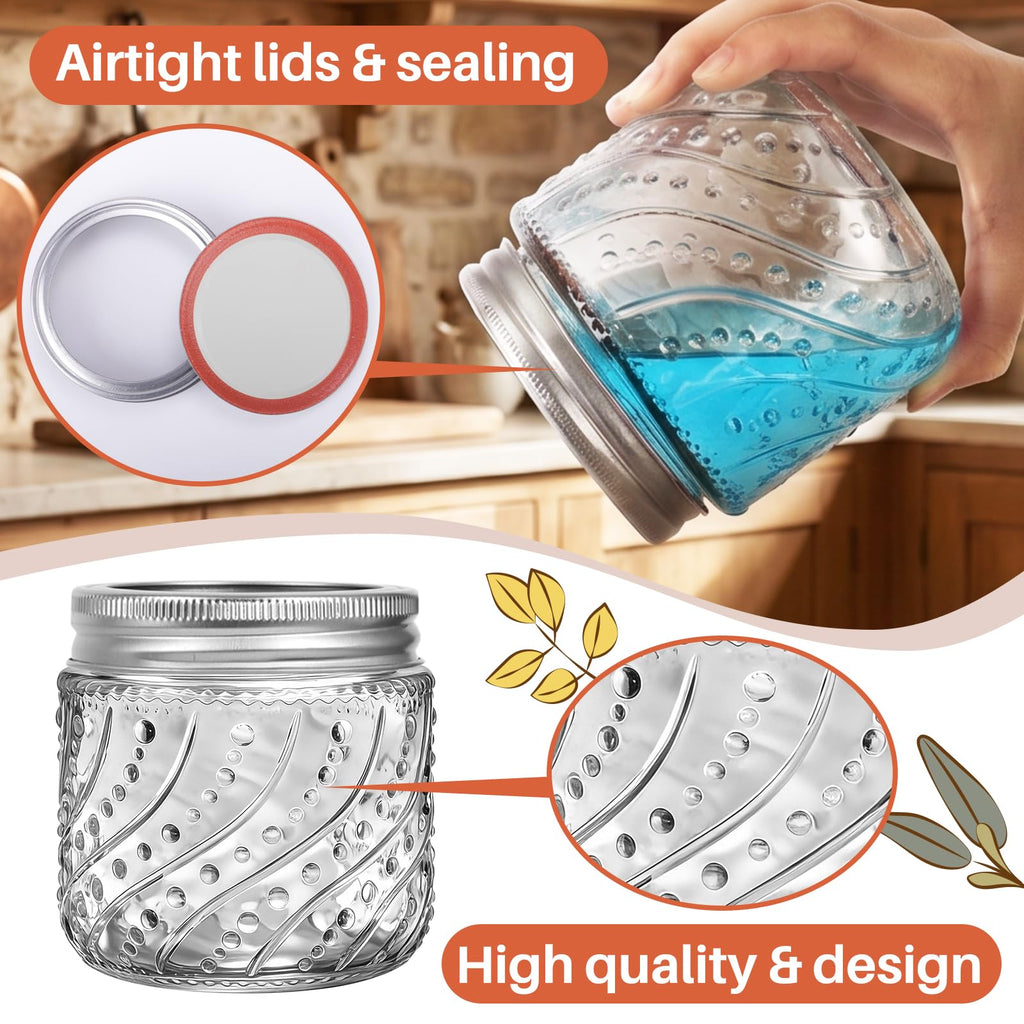 16oz Wide Mouth Mason Jars with Lids and Bands, 8 Pack K38775