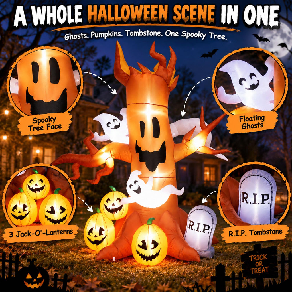 8FT Halloween Inflatable Ghost Tree Decoration X93601