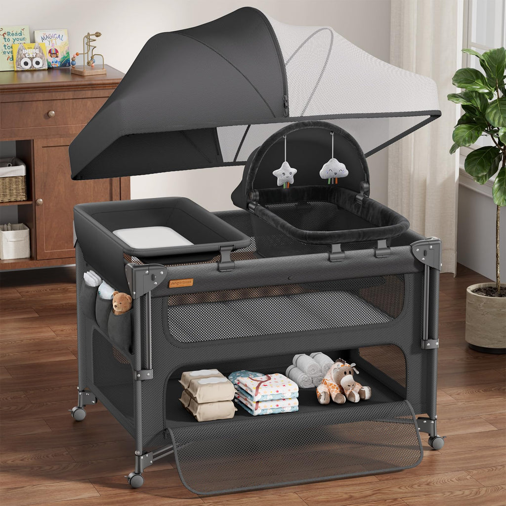 5-in-1 Baby Bassinet Bedside Crib with Changing Table X3799