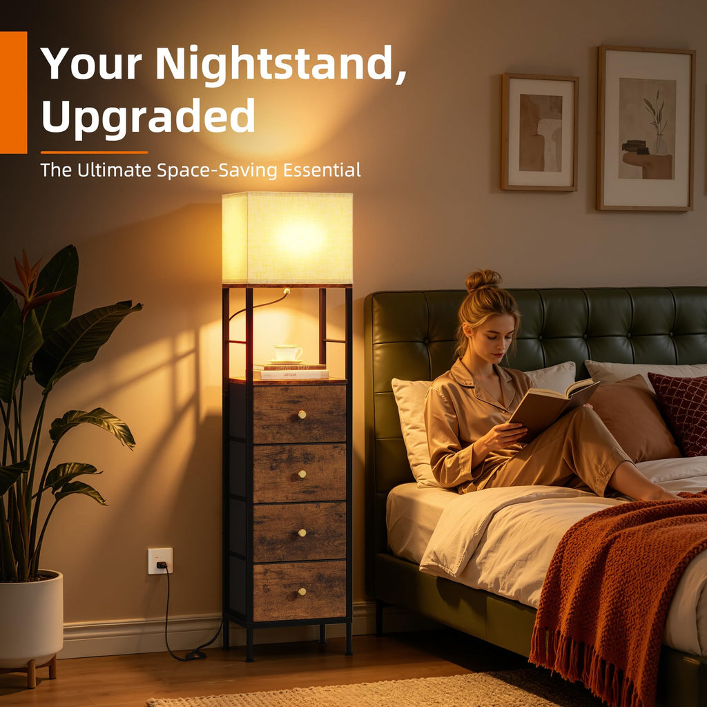Tall Nightstand with Light & 4 Drawers C3932