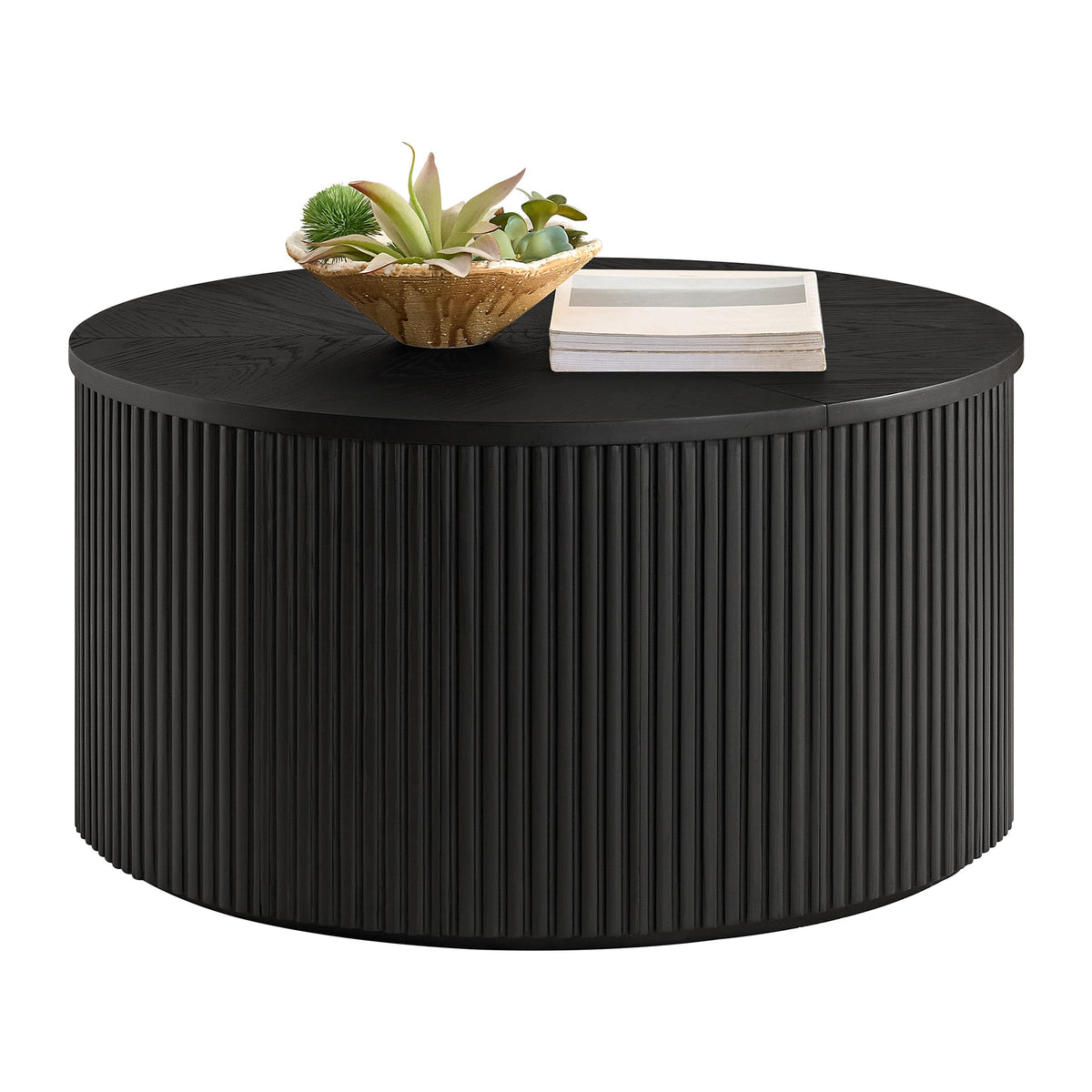 Black Fluted Round Coffee Table X51450