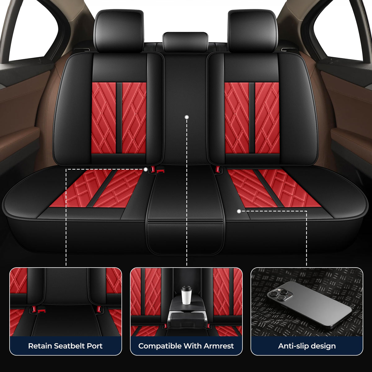 Leather Full Set 5 Seats Seat Covers J2697