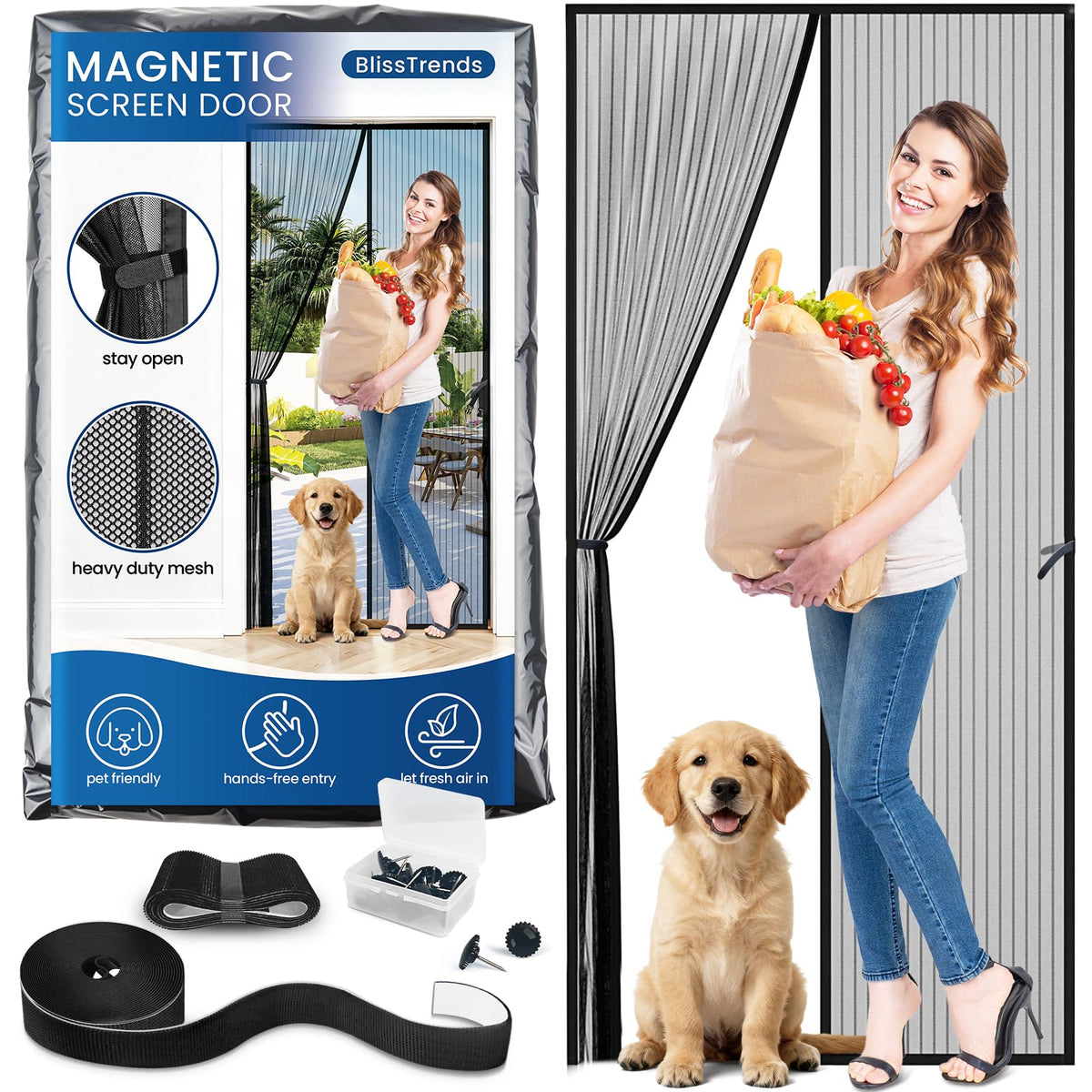 Magnetic Screen Door 38"×83" U75842
