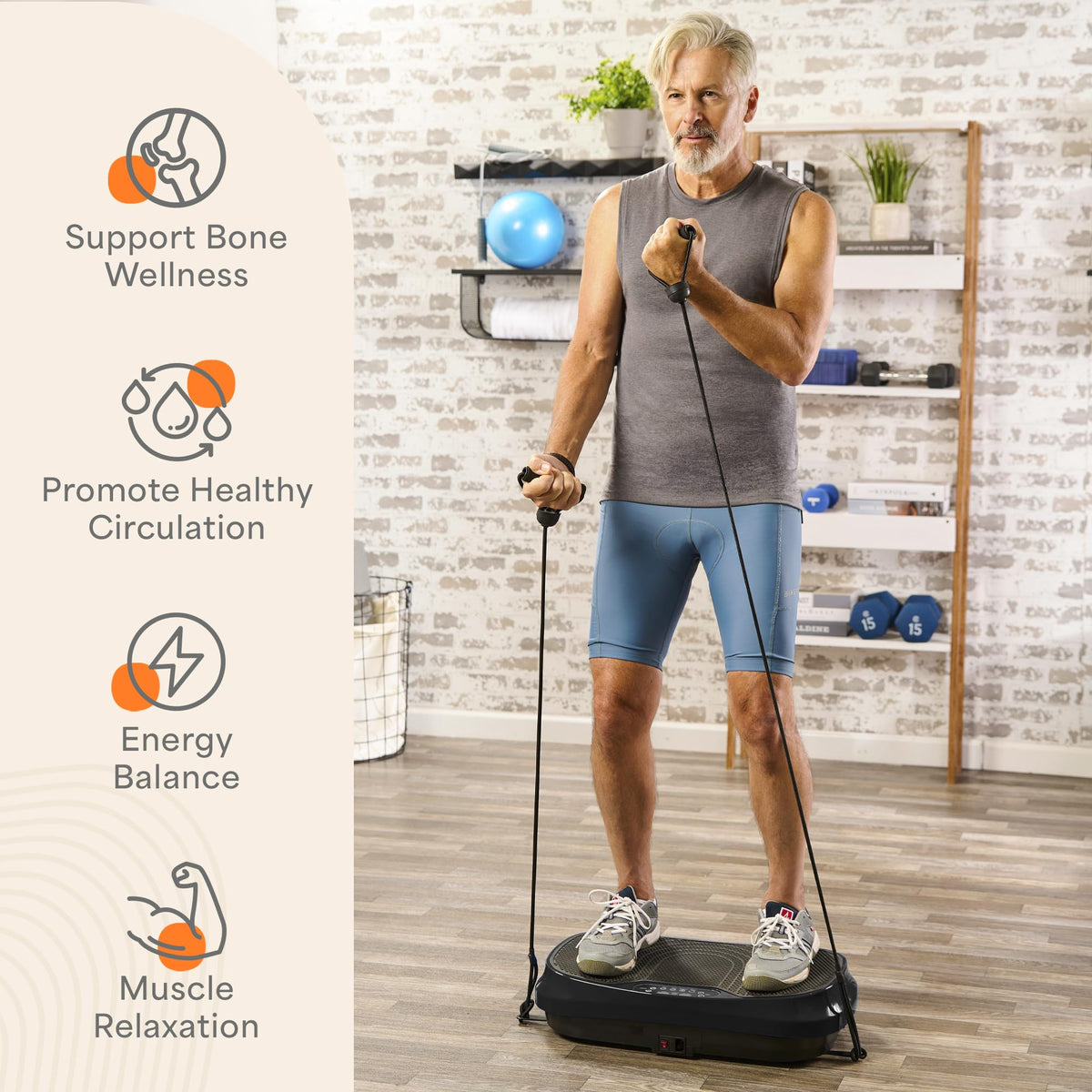 Mini Vibration Plate Exercise Machine with Resistance Bands I393