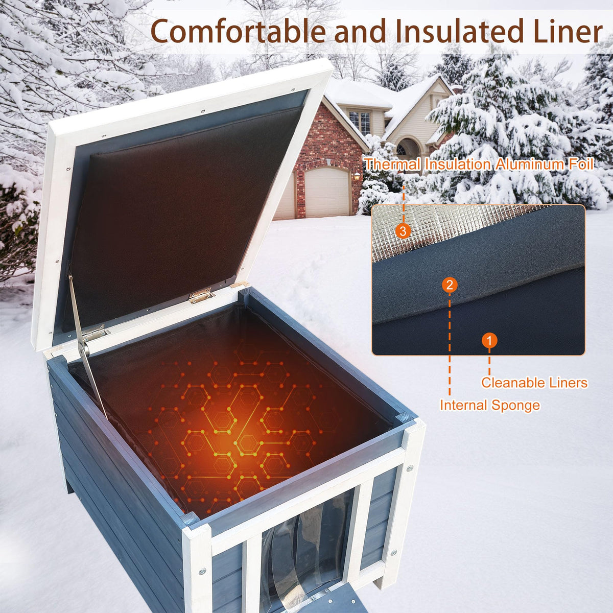 Insulated Outdoor Cat House with Liner B377
