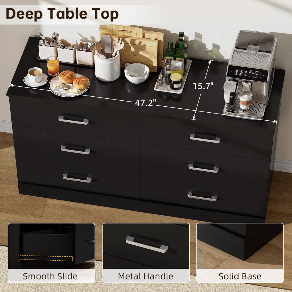 6 Drawer Dark Black Dresser M125