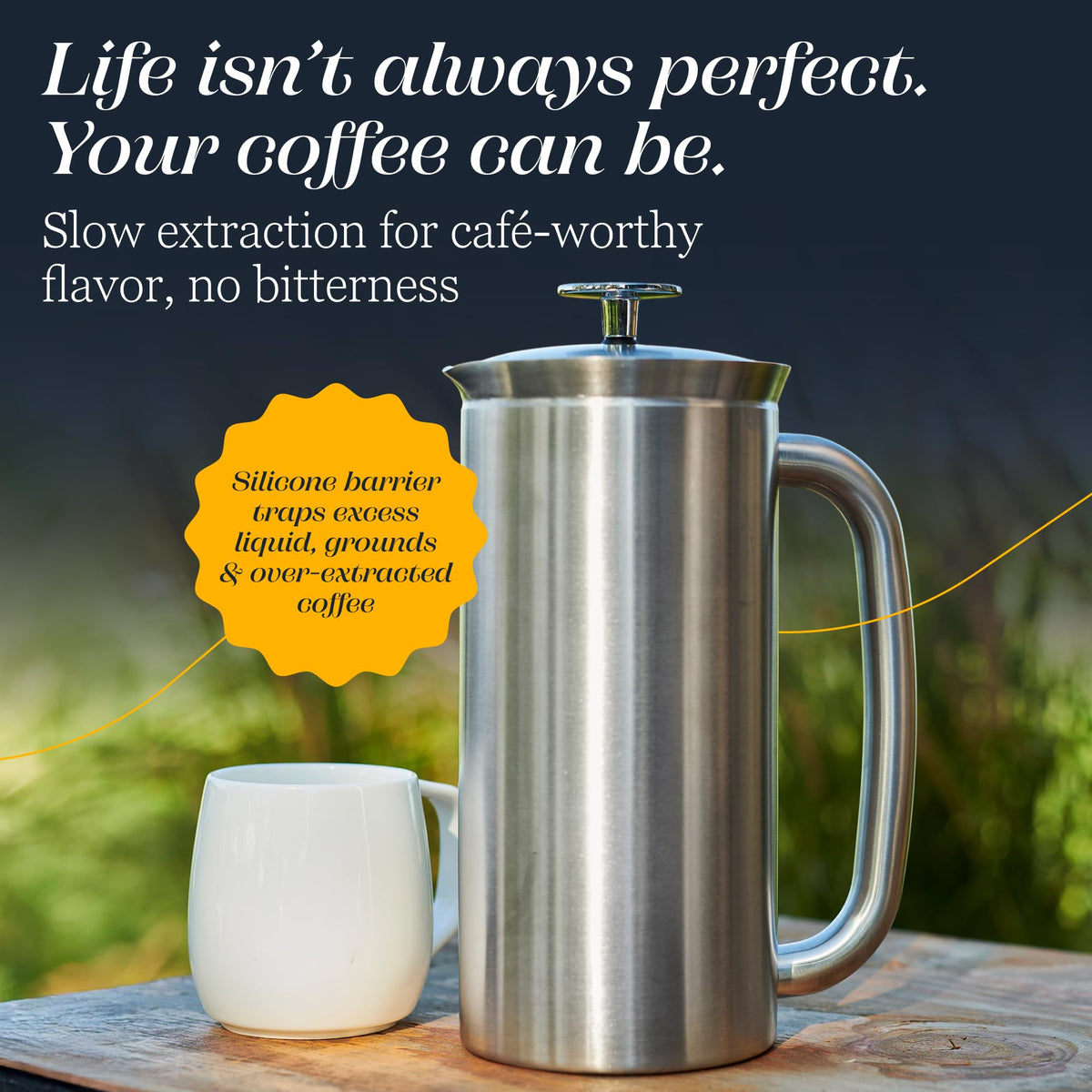 18oz Brushed Stainless Steel French Press R18243