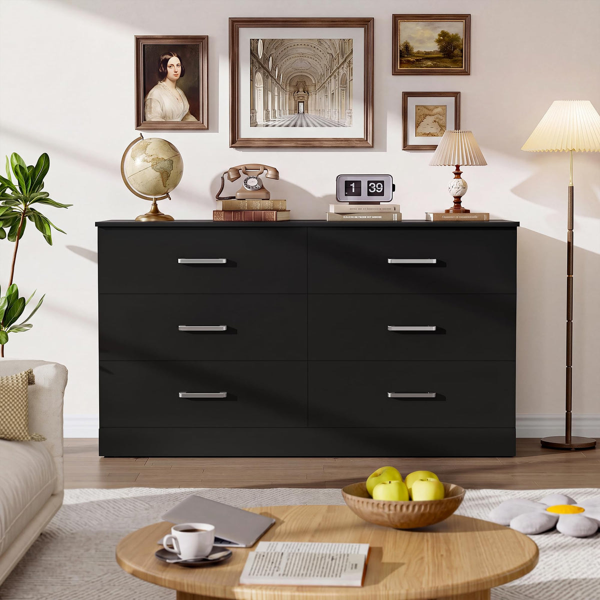 6 Drawer Dark Black Dresser M125