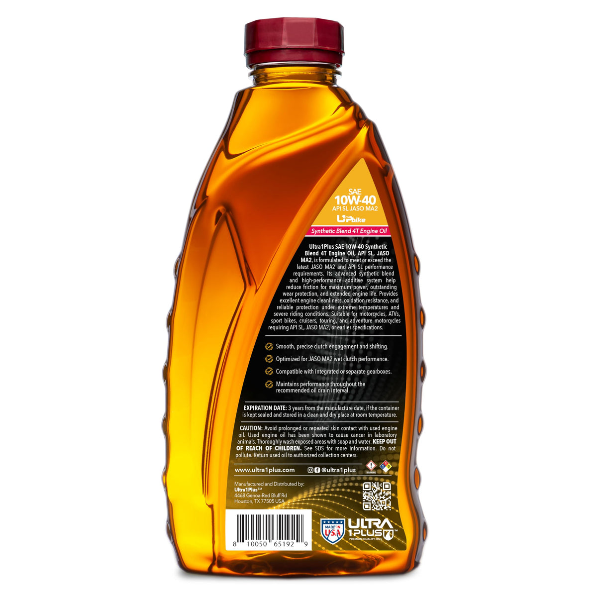 10W-40 Synthetic Blend Motorcycle Motor Oil 12 Quarts A176