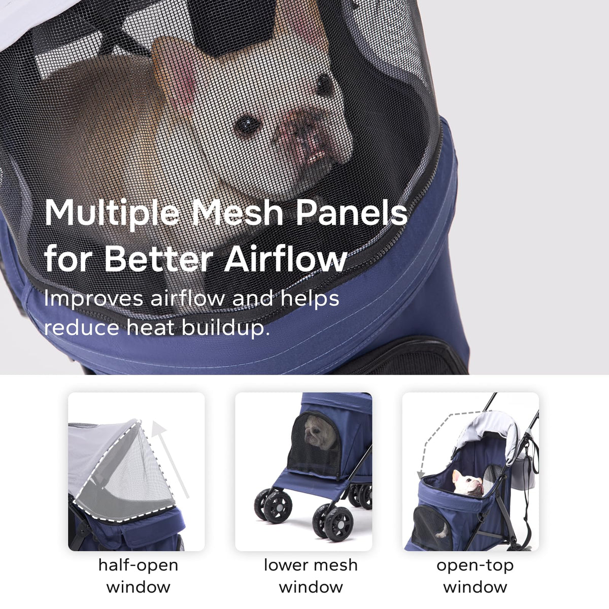 Foldable Pet Stroller for Small Dogs & Cats, 10 lbs, Blue Gray G599