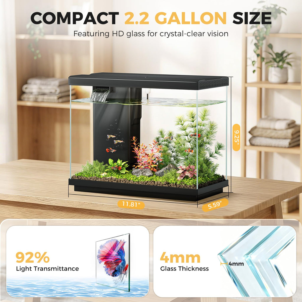 2.2 Gallon Small Black Fish Tank O6969