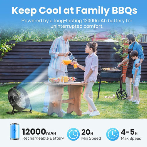 12" Rechargeable Battery Powered Portable Outdoor Fan J371