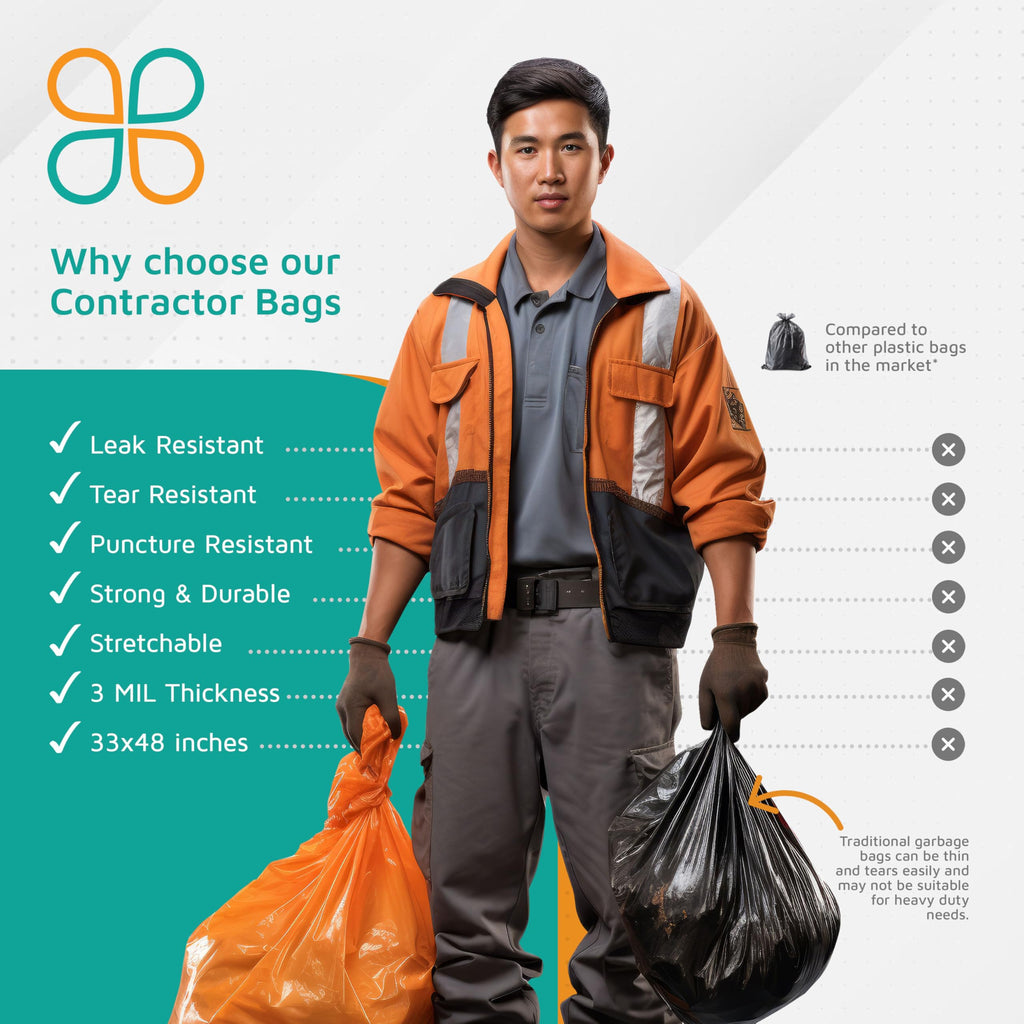 42-Gallon Heavy Duty Orange Contractor Bags 50-Count U898