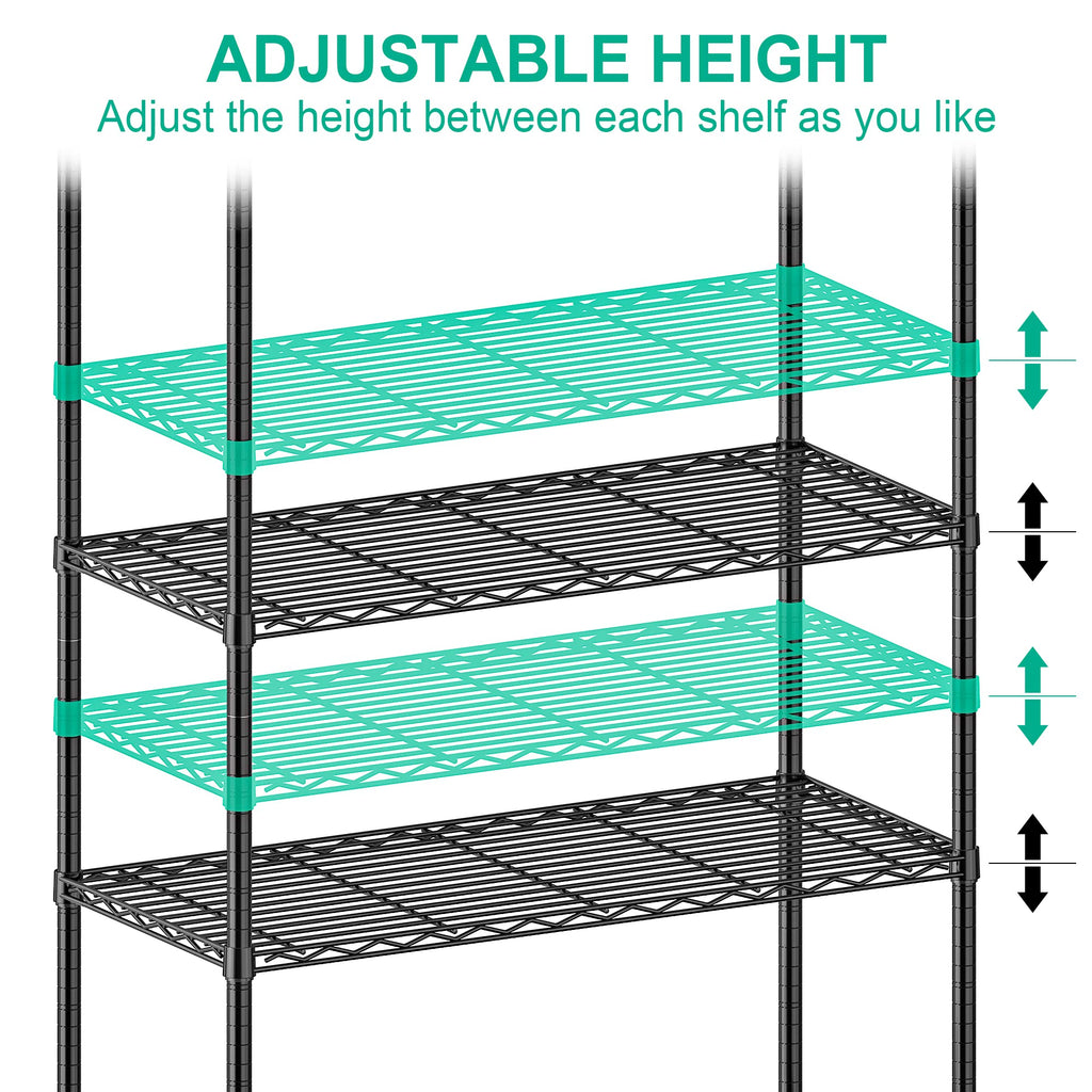 5-Tier Rolling Metal Wire Shelving Unit L432