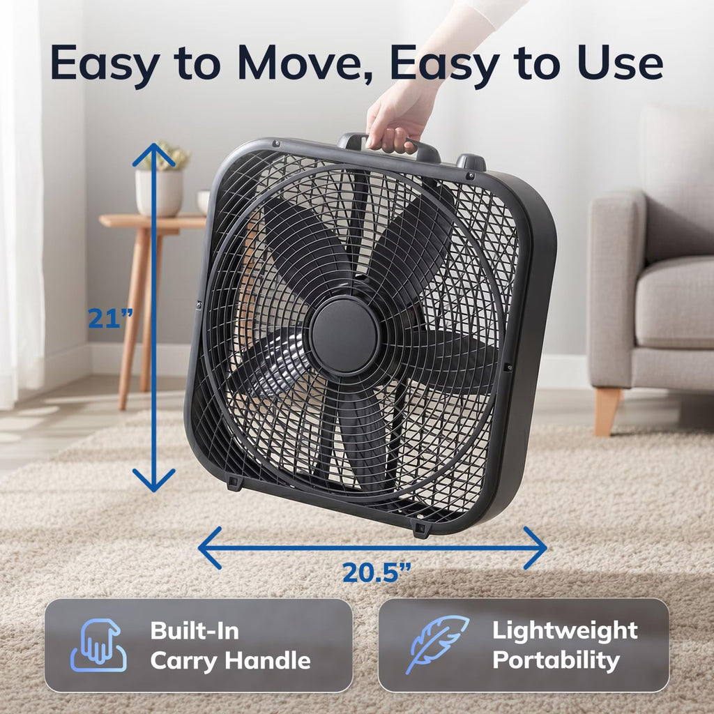 Black 3-Speed Box Fan U565