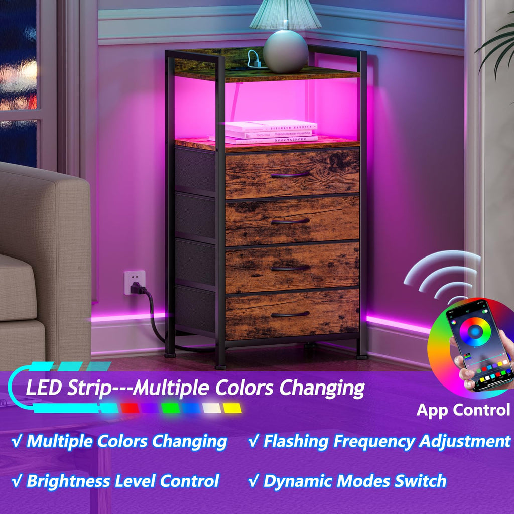 4 Drawer Night Stand with Charging Station W16731